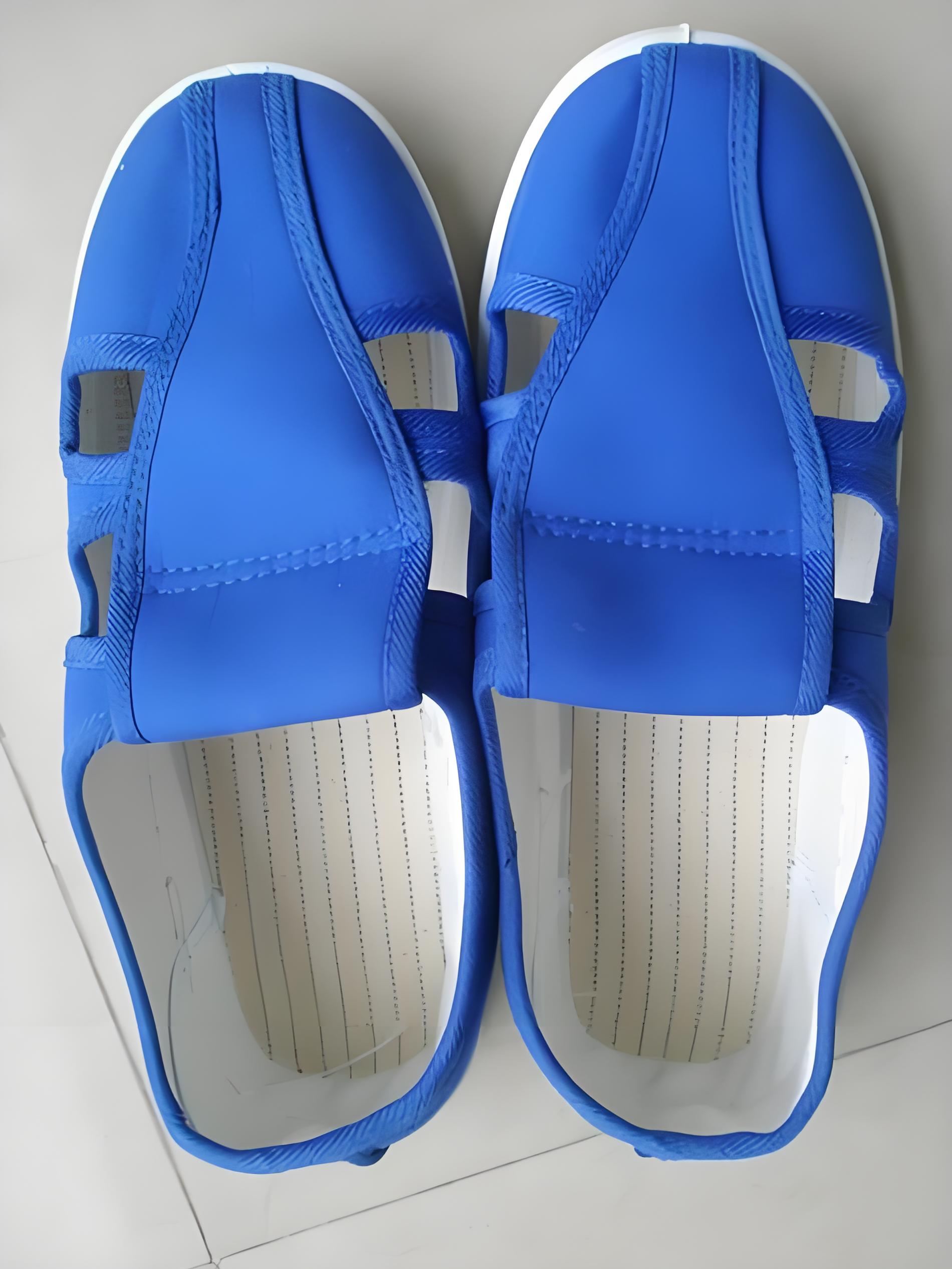 蓝色的四孔的防静电鞋子男女通用防静电车间专用